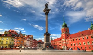 Old town in Warsaw, Poland. The Royal Castle and Sigismund's Column called Kolumna Zygmunta