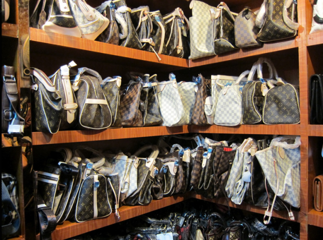 Fake bags in a fake market.